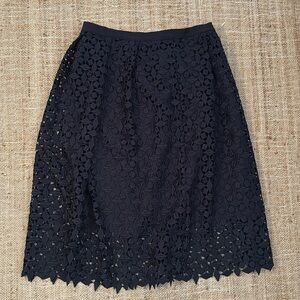 Ann Taylor Skirt Women's Size 4 Navy Blue A Line Layered Cutout